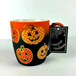 Halloween coffee Mug NWT black orange gold